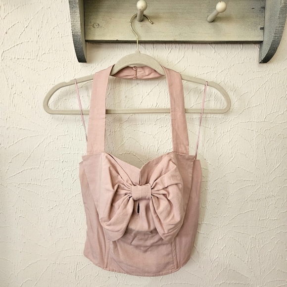 ASTR The Label Sunna Halter Neck Top Women’s Size Small, Linen Blend - Picture 1 of 8